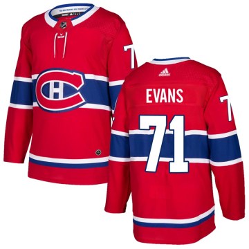 Adidas Montreal Canadiens Men's Jake Evans Authentic Red Home NHL Jersey