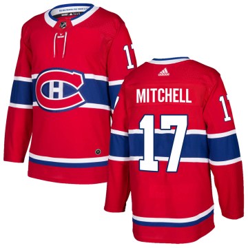 Adidas Montreal Canadiens Men's Torrey Mitchell Authentic Red Home NHL Jersey