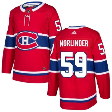 Adidas Montreal Canadiens Men's Mattias Norlinder Authentic Red Home NHL Jersey