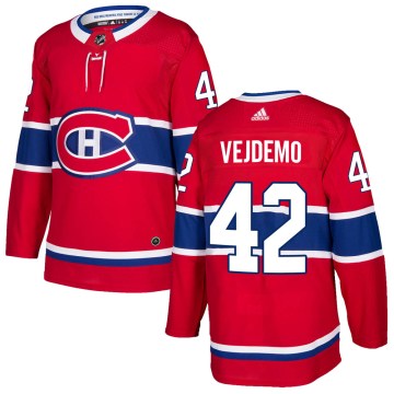 Adidas Montreal Canadiens Men's Lukas Vejdemo Authentic Red Home NHL Jersey