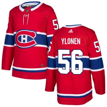 Adidas Montreal Canadiens Men's Jesse Ylonen Authentic Red Home NHL Jersey