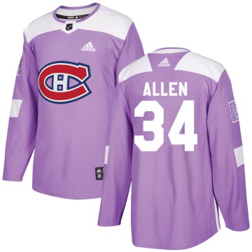 Adidas Montreal Canadiens Men's Jake Allen Authentic Purple Fights Cancer Practice NHL Jersey