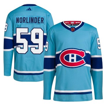 Adidas Montreal Canadiens Men's Mattias Norlinder Authentic Light Blue Reverse Retro 2.0 NHL Jersey