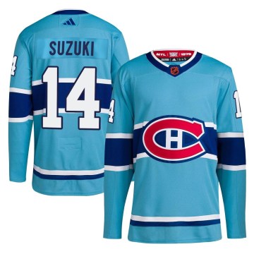 Adidas Montreal Canadiens Men's Nick Suzuki Authentic Light Blue Reverse Retro 2.0 NHL Jersey