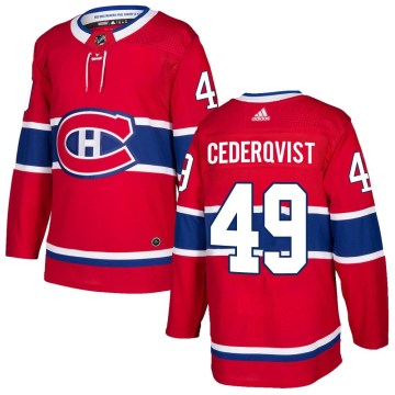 Adidas Montreal Canadiens Youth Filip Cederqvist Authentic Red Home NHL Jersey