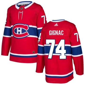 Adidas Montreal Canadiens Youth Brandon Gignac Authentic Red Home NHL Jersey