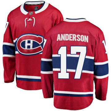 Fanatics Branded Montreal Canadiens Youth Josh Anderson Breakaway Red Home NHL Jersey