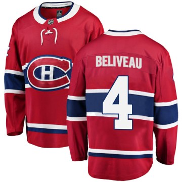 Fanatics Branded Montreal Canadiens Youth Jean Beliveau Breakaway Red Home NHL Jersey
