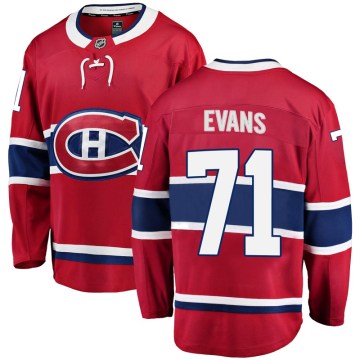 Fanatics Branded Montreal Canadiens Youth Jake Evans Breakaway Red Home NHL Jersey