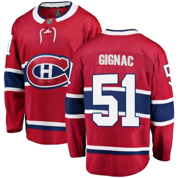 Fanatics Branded Montreal Canadiens Youth Brandon Gignac Breakaway Red Home NHL Jersey