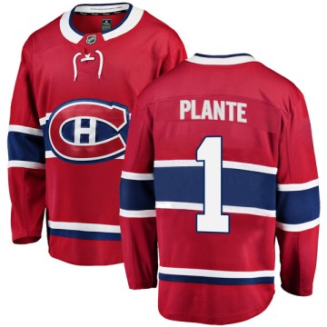 Fanatics Branded Montreal Canadiens Youth Jacques Plante Breakaway Red Home NHL Jersey