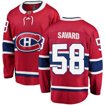 Fanatics Branded Montreal Canadiens Youth David Savard Breakaway Red Home NHL Jersey