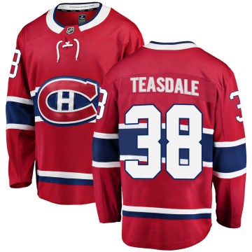 Fanatics Branded Montreal Canadiens Youth Joel Teasdale Breakaway Red Home NHL Jersey