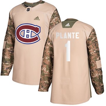 Adidas Montreal Canadiens Men's Jacques Plante Authentic Camo Veterans Day Practice NHL Jersey
