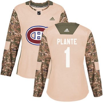 Adidas Montreal Canadiens Women's Jacques Plante Authentic Camo Veterans Day Practice NHL Jersey
