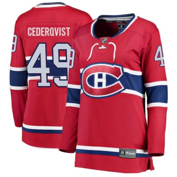 Fanatics Branded Montreal Canadiens Women's Filip Cederqvist Breakaway Red Home NHL Jersey