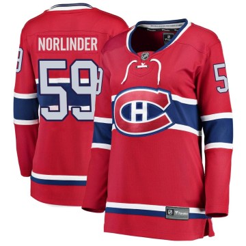 Fanatics Branded Montreal Canadiens Women's Mattias Norlinder Breakaway Red Home NHL Jersey