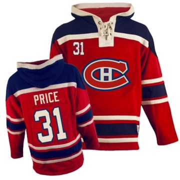 Montreal Canadiens Youth Carey Price Authentic Red Old Time Hockey Sawyer Hooded Sweatshirt